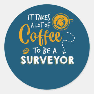 Kaffee Lover Witzige Surveyor Engineer Constructio Runder Aufkleber