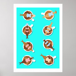 Kaffee Lover Women in Coffee Cups Küche Poster