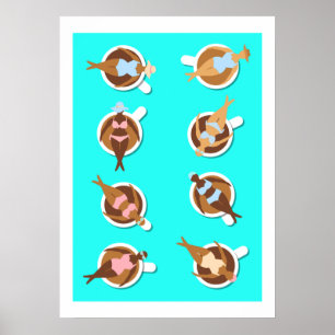 Kaffee Lover Women in Coffee Cups Küche Poster