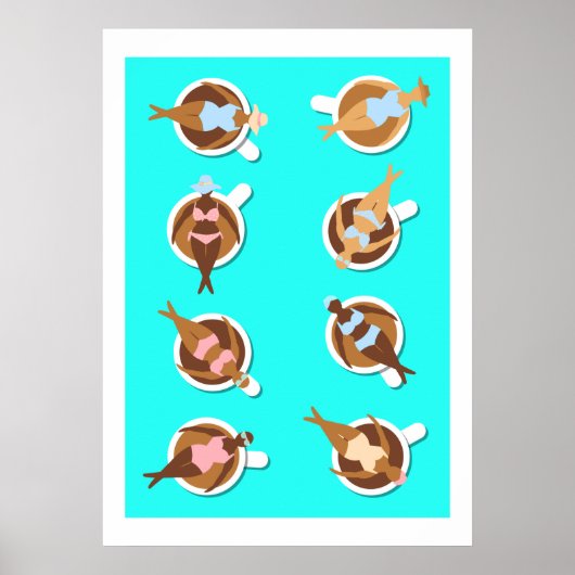 Kaffee Lover Women in Coffee Cups Küche Poster (Vorne)