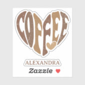 Kaffee Lover's Heart Contour Custom-Cut Aufkleber (Blatt)