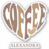Kaffee Lover's Heart Contour Custom-Cut Aufkleber (Vorderseite)
