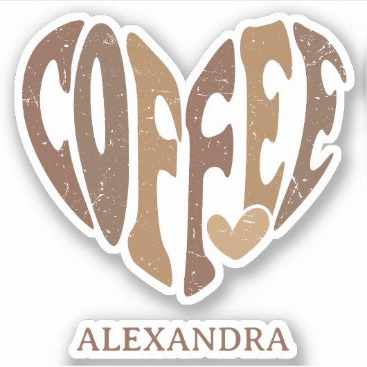 Kaffee Lover's Heart Contour Custom-Cut Aufkleber (Vorderseite)
