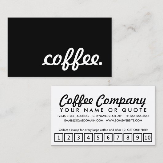 Kaffee. LoyalitätsLochkarte Treuekarte (Vorne/Hinten)