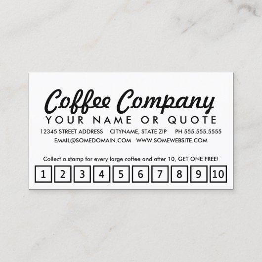 Kaffee. LoyalitätsLochkarte Treuekarte (Rückseite)
