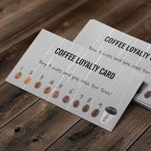 Kaffee Loyalty Cards Vintag Silberholz Treuekarte