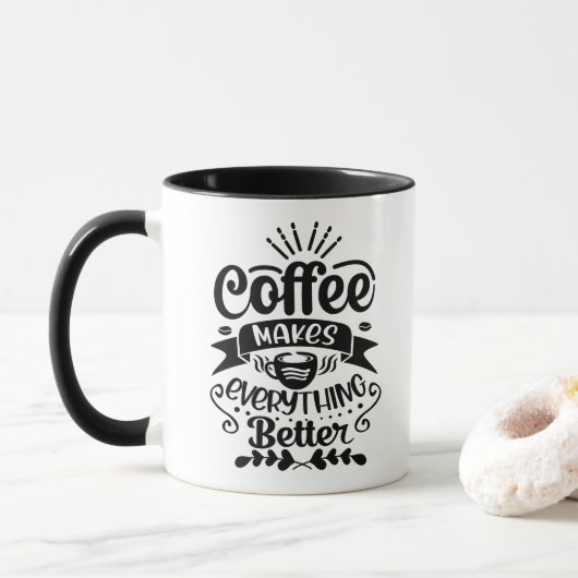 Kaffee macht alles besser, um den sonnigen Kaffee Tasse (Mit Donut)