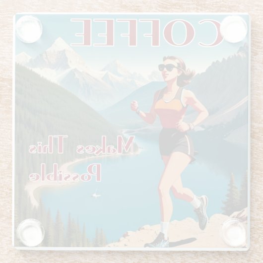 Kaffee macht das Laufen möglich Glasuntersetzer (Rückseite)