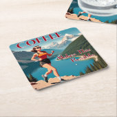 Kaffee macht das Laufen möglich Rechteckiger Pappuntersetzer (angewinkelt)