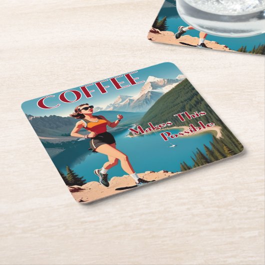 Kaffee macht das Laufen möglich Rechteckiger Pappuntersetzer (angewinkelt)