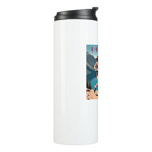 Kaffee macht das Laufen möglich Thermosbecher (Nach links gedreht)