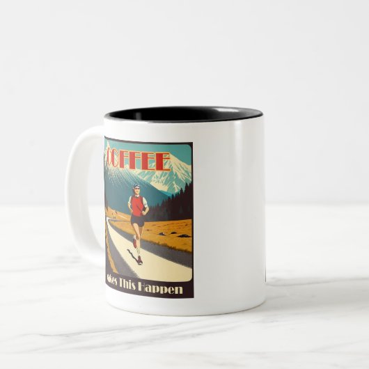 Kaffee macht das zum Laufen Zweifarbige Tasse (Vorderseite Links)