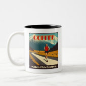Kaffee macht das zum Laufen Zweifarbige Tasse (Links)