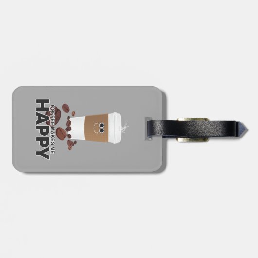 Kaffee macht mich glücklich gepäckanhänger (Rückseite horizontal)