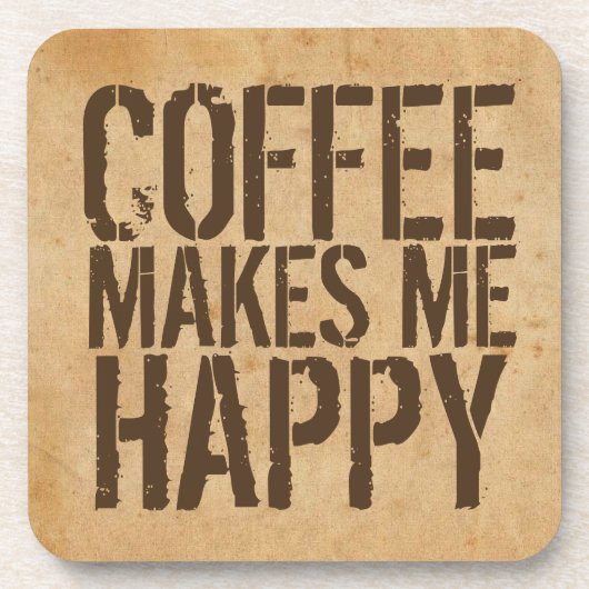 Kaffee macht mich lange glücklich Kaffee Getränkeuntersetzer (Vorderseite)