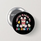 Kaffee macht mich so hoppy, sonniges Kaninchen glü Button (Vorne & Hinten)