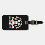 Kaffee macht mich so hoppy, sonniges Kaninchen glü Gepäckanhänger (Vorderseite horizontal)