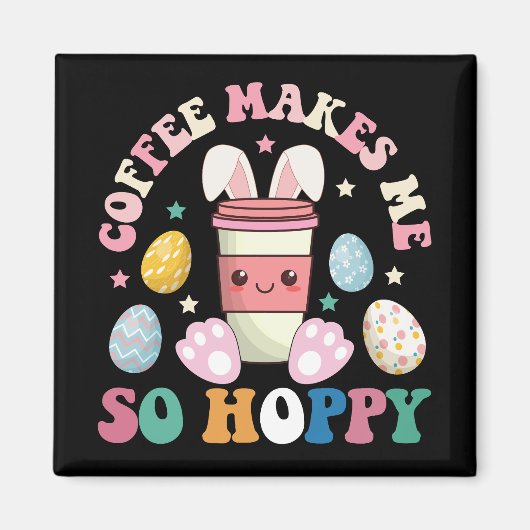 Kaffee macht mich so hoppy, sonniges Kaninchen glü Magnet (Vorne)