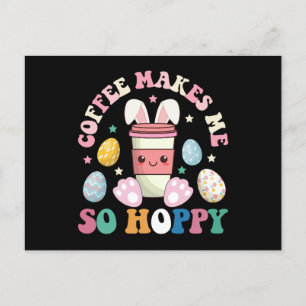 Kaffee macht mich so hoppy, sonniges Kaninchen glü Postkarte