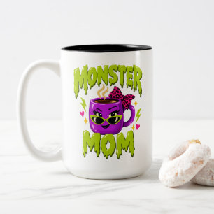 Kaffee-Mama-Zitat "Monster-Mama" Mütter Zweifarbige Tasse