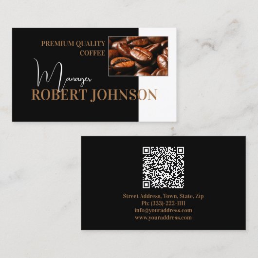 Kaffee-Manager Schwarz-Weiß-Bar Treuekarte (Vorne/Hinten)