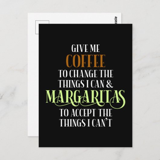 Kaffee & Margarita Lover Funny Sprichwort Postkarte (Vorne/Hinten)