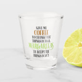 Kaffee & Margarita Lover Sprichwort Schnapsglas (Vorderseite)