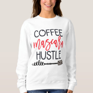 Kaffee Mascara Hustle Leopard Niedliches Makeup Zi Sweatshirt