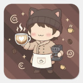 Kaffee-Meister Espresso-Experte Kunst Quadratischer Aufkleber (Vorderseite)