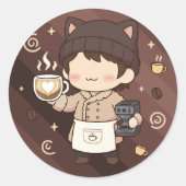 Kaffee Meister Espresso Experte Kunst Runder Aufkleber (Vorderseite)