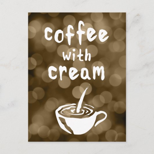 Kaffee mit Creme Bokeh Postkarte (Vorderseite)