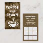 Kaffee mit cremefarbenem Briefmarke Treuekarte (Vorne/Hinten)