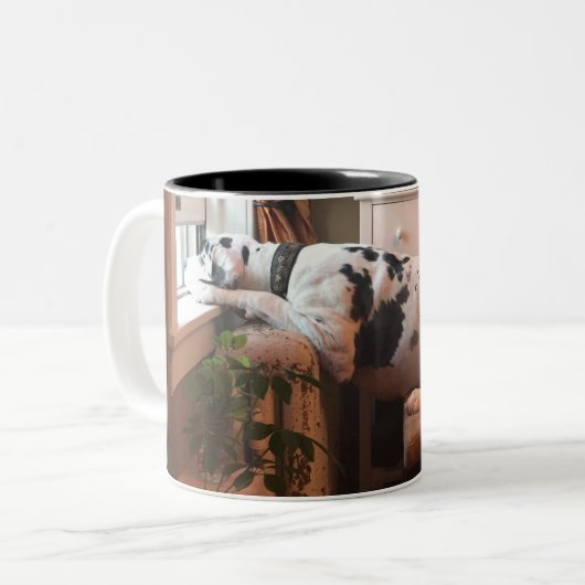 Kaffee mit Dottie! Zweifarbige Tasse (Vorderseite Links)