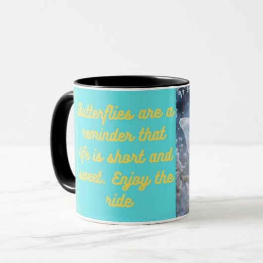 Kaffee mit einer Nachricht: Schmetterling-Tasse fü Tasse (Vorderseite Links)