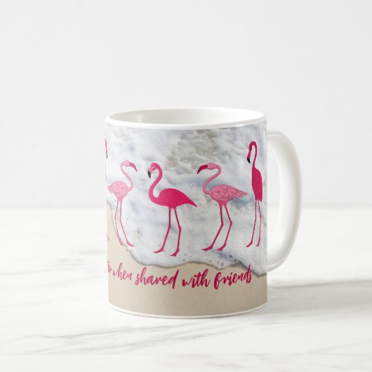 Kaffee mit Flamingos Sprichwort Kaffeetasse (VorderseiteRechts)