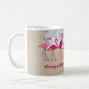 Kaffee mit Flamingos Sprichwort Kaffeetasse
