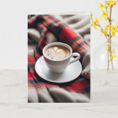 Kaffee mit Herz auf der Decke Karte (Gelbe Blume)