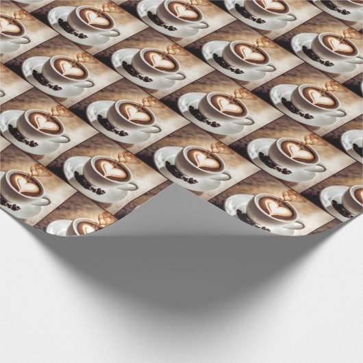 Kaffee mit Herz und Bohnen Geschenkpapier (Ecke)