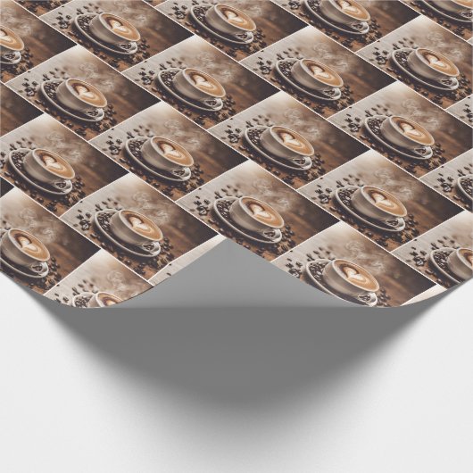 Kaffee mit Herz und Bohnen Geschenkpapier (Ecke)