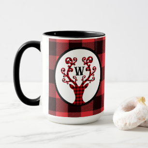 Kaffee mit individuellem Monogramm und kariertem R Tasse
