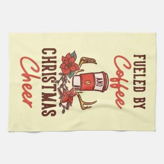 Kaffee mit Kaffee und Weihnachtskaffee Geschirrtuch (Horizontal)