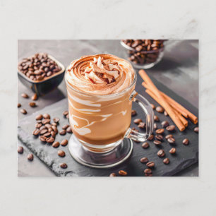 Kaffee mit Kaffeebohnen - Zimt Feiertagspostkarte