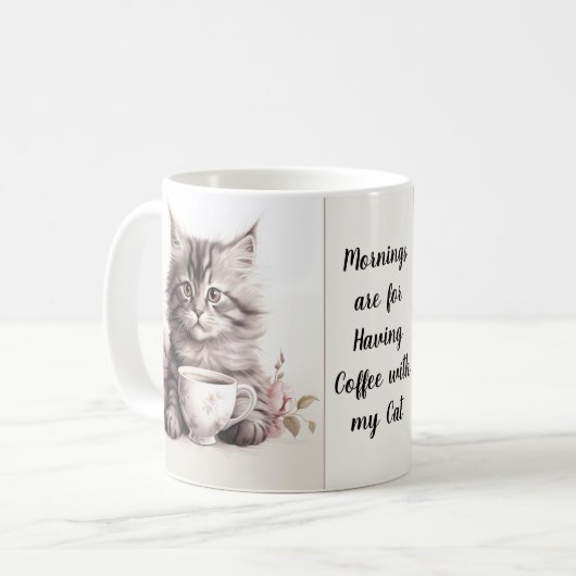 Kaffee mit meiner Katze Kaffeetasse (Vorderseite Links)