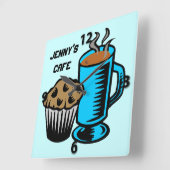 Kaffee mit Muffin-Quadrat-Wanduhr Quadratische Wanduhr (Winkel)