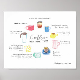 Kaffee mit neun Enneagrammtypen Poster