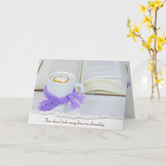 Kaffee mit offenem Buch Karte (Gelbe Blume)