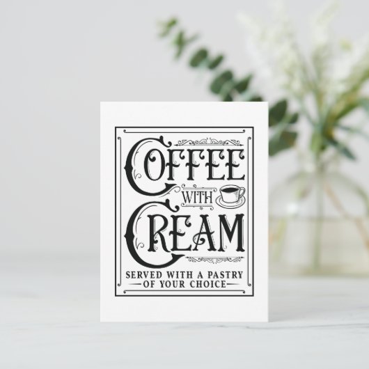 Kaffee mit Sahne Postkarte (Stehend Vorderseite)