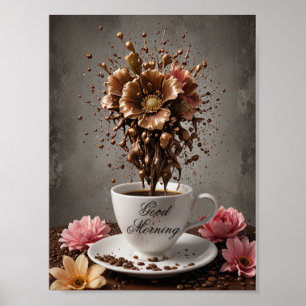 Kaffee mit Schokolade-Blume Poster