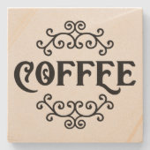 Kaffee mit Scroll - Untersetzer aus Stein (Vorderseite)