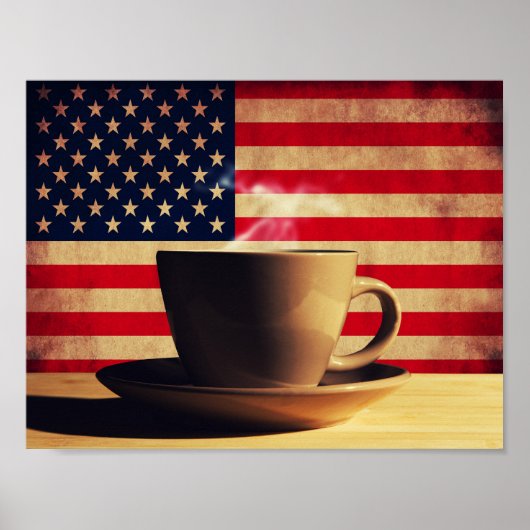 Kaffee mit US-Flagge Poster (Vorne)